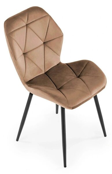 Scaun K453, bej/negru, stofa catifelata/metal, 48x53x86 cm