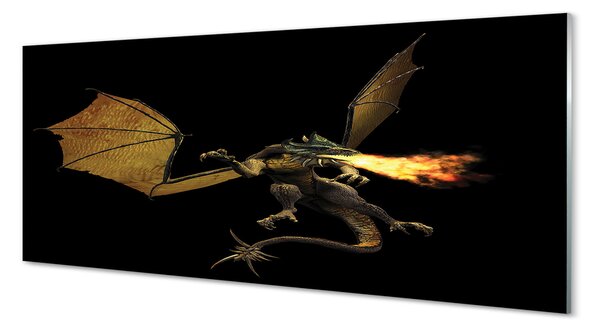 Tablouri pe sticlă dragon de foc-respirație