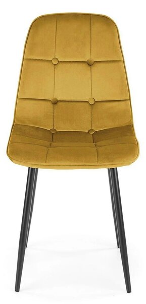 Scaun tapitat K417, galben, stofa catifelata, 44x56x87 cm