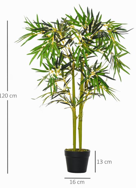 Bambus Artificial in Ghiveci Outsunny, Verde, Inaltime 120cm, Verde | Aosom Romania