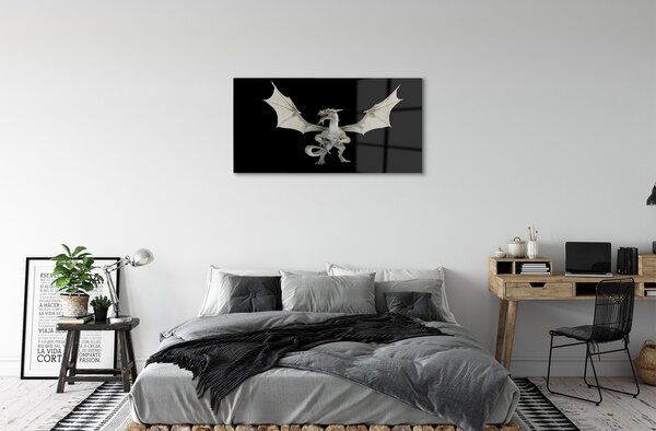 Tablouri pe sticlă Dragon alb