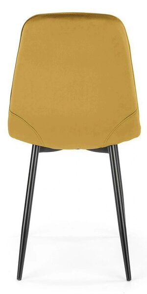 Scaun tapitat K417, galben, stofa catifelata, 44x56x87 cm