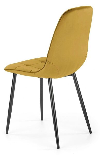 Scaun tapitat K417, galben, stofa catifelata, 44x56x87 cm