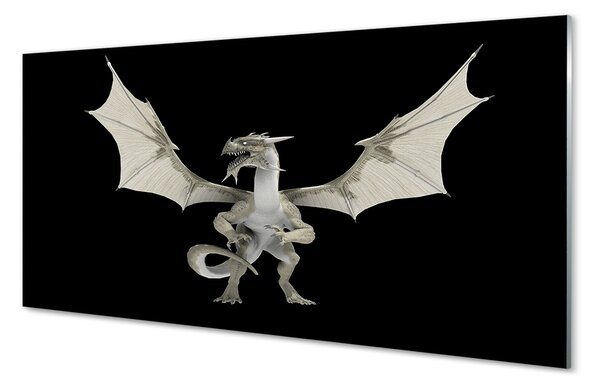 Tablouri pe sticlă Dragon alb