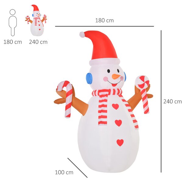 Om de Zapada Gonflabil de 240cm, Decoratiune de Craciun pentru Exterior cu Lumini cu LED, decoratiune gonflabila HOMCOM | Aosom Romania