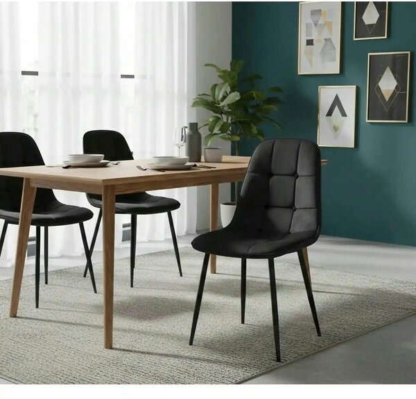 Scaun tapitat K417, negru, stofa catifelata, 44x56x87 cm