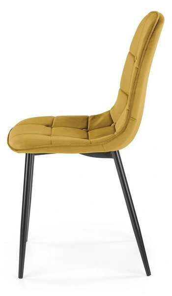 Scaun tapitat K417, galben, stofa catifelata, 44x56x87 cm