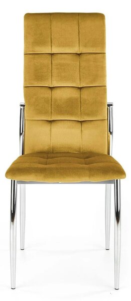 Scaun K416, galben mustar, stofa catifelata, 43x54x101 cm