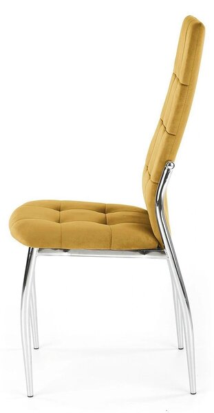 Scaun K416, galben mustar, stofa catifelata, 43x54x101 cm