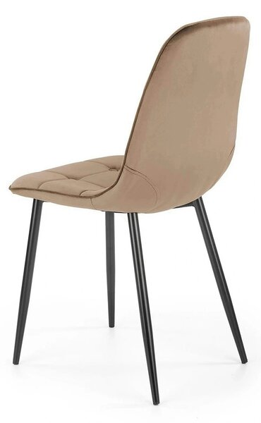 Scaun tapitat K417, bej, stofa catifelata, 44x56x87 cm