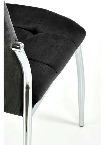 Scaun tapitat K416, negru, stofa catifelata, 43x54x101 cm