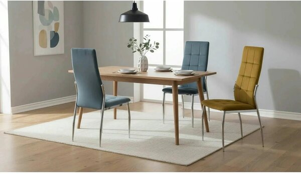Scaun K416, galben mustar, stofa catifelata, 43x54x101 cm
