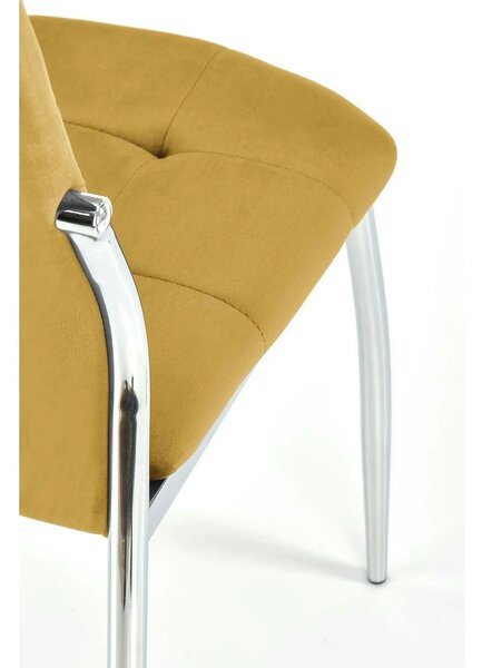 Scaun K416, galben mustar, stofa catifelata, 43x54x101 cm