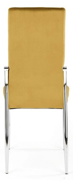 Scaun K416, galben mustar, stofa catifelata, 43x54x101 cm