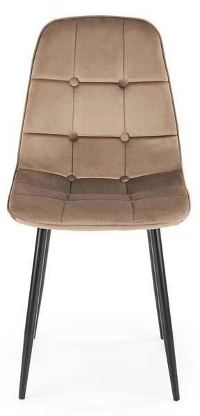 Scaun tapitat K417, bej, stofa catifelata, 44x56x87 cm