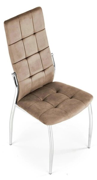 Scaun cromat bucatarie K416, bej, stofa catifelata, 43x54x101 cm