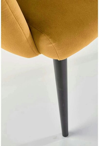 Scaun tapitat K410, galben mustar, stofa catifelata, 65x62x85 cm