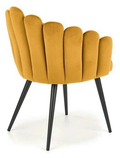 Scaun tapitat K410, galben mustar, stofa catifelata, 65x62x85 cm