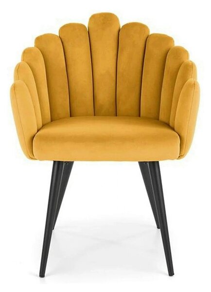 Scaun tapitat K410, galben mustar, stofa catifelata, 65x62x85 cm