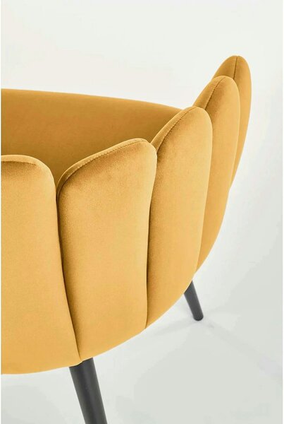 Scaun tapitat K410, galben mustar, stofa catifelata, 65x62x85 cm