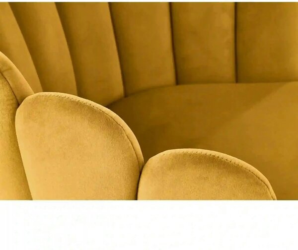 Scaun tapitat K410, galben mustar, stofa catifelata, 65x62x85 cm