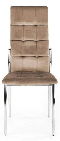 Scaun cromat bucatarie K416, bej, stofa catifelata, 43x54x101 cm