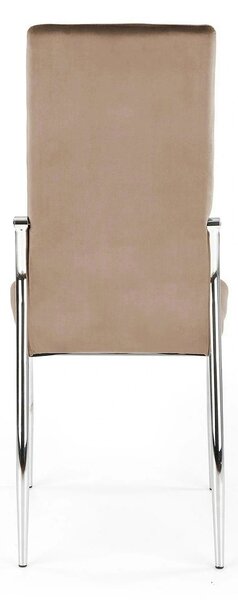Scaun cromat bucatarie K416, bej, stofa catifelata, 43x54x101 cm