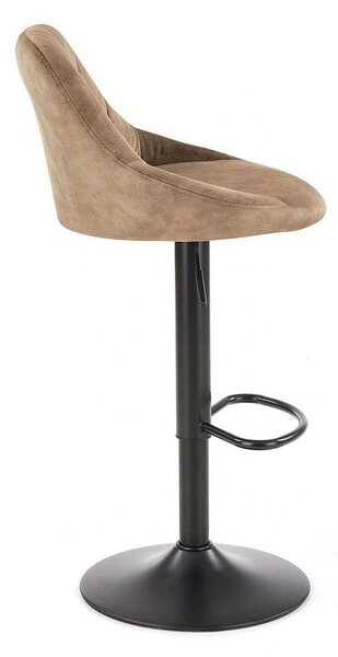 Scaun de bar rotativ H101, bej/negru, stofa catifelata/metal, 47x45x84/106 cm