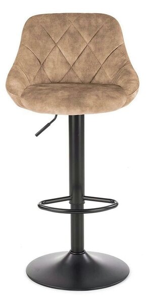 Scaun de bar rotativ H101, bej/negru, stofa catifelata/metal, 47x45x84/106 cm