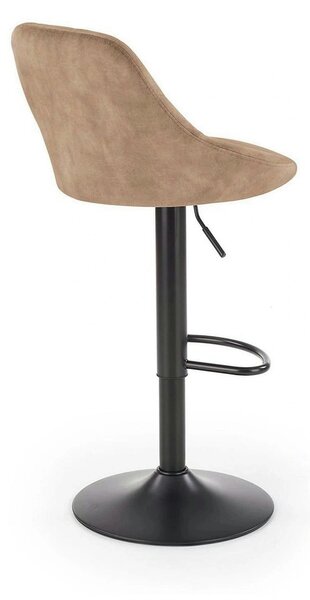 Scaun de bar rotativ H101, bej/negru, stofa catifelata/metal, 47x45x84/106 cm