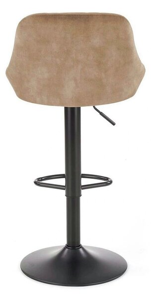 Scaun de bar rotativ H101, bej/negru, stofa catifelata/metal, 47x45x84/106 cm