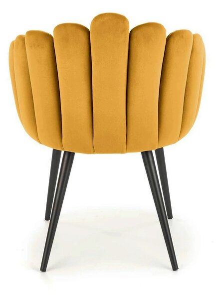 Scaun tapitat K410, galben mustar, stofa catifelata, 65x62x85 cm