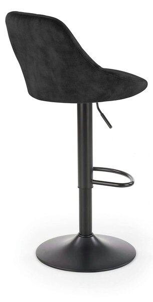 Scaun de bar rotativ H101, negru, stofa catifelata/otel, 47x45x84/106 cm