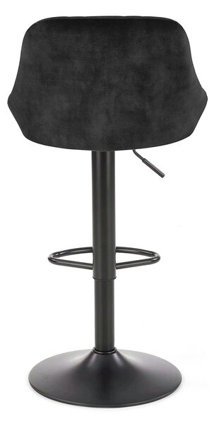 Scaun de bar rotativ H101, negru, stofa catifelata/otel, 47x45x84/106 cm