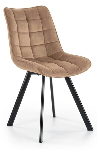 Scaun K332, bej/negru, stofa catifelata/metal, 46x61x84 cm