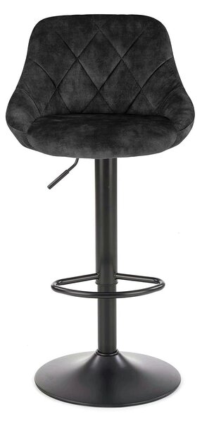 Scaun de bar rotativ H101, negru, stofa catifelata/otel, 47x45x84/106 cm