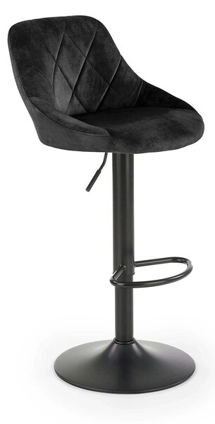 Scaun de bar rotativ H101, negru, stofa catifelata/otel, 47x45x84/106 cm