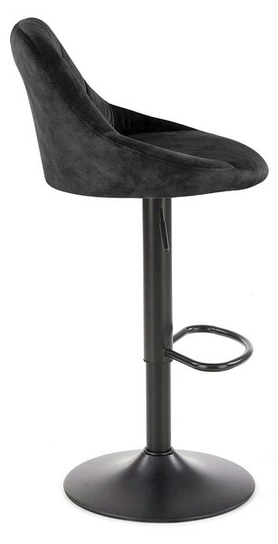 Scaun de bar rotativ H101, negru, stofa catifelata/otel, 47x45x84/106 cm