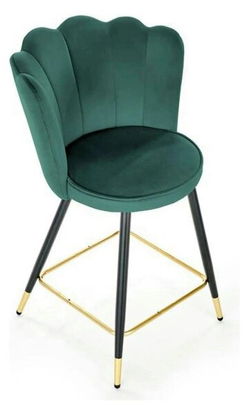 Scaun bar H106, verde/negru, stofa catifelata/otel, 58x58x96 cm