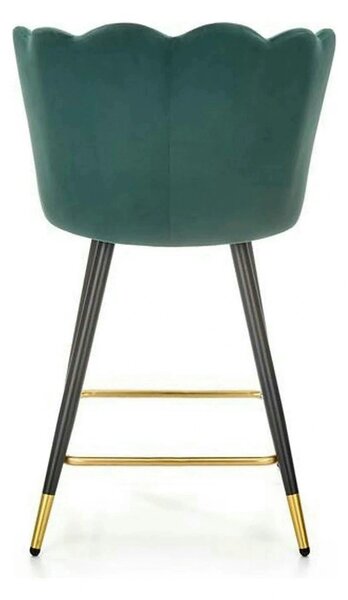 Scaun bar H106, verde/negru, stofa catifelata/otel, 58x58x96 cm