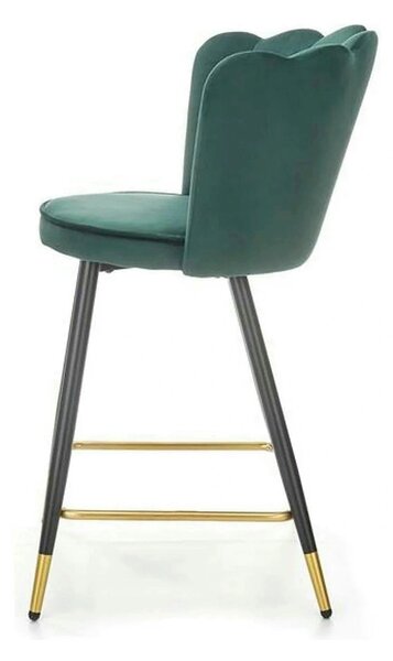 Scaun bar H106, verde/negru, stofa catifelata/otel, 58x58x96 cm