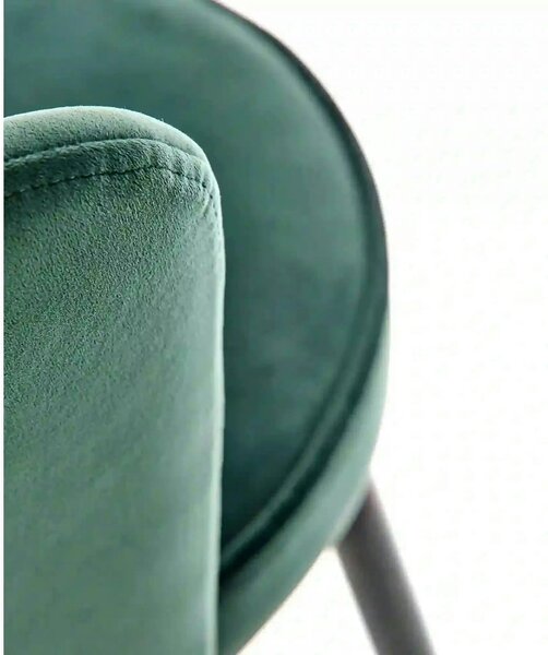 Scaun bar H106, verde/negru, stofa catifelata/otel, 58x58x96 cm