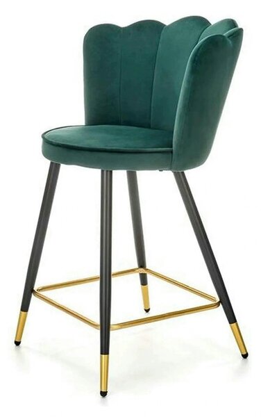 Scaun bar H106, verde/negru, stofa catifelata/otel, 58x58x96 cm