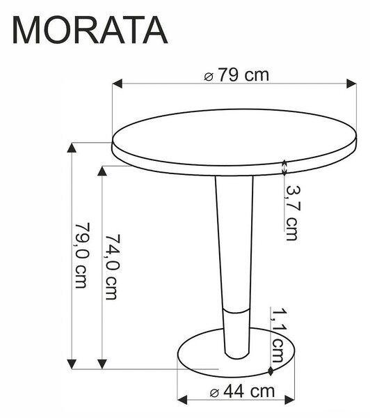Masa MORATA, alb/negru/auriu, 79x74 cm