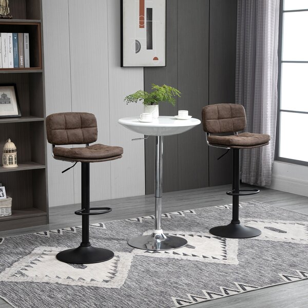 Set 2 Scaune de Bar Pivotante cu Inaltime Reglabilă, din Imitatie de Piele Maro si Tapitate, 41,5x45x85-107cm, Negru HOMCOM | Aosom Romania