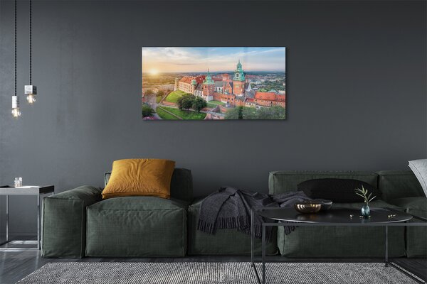 Tablouri pe sticlă castel Cracovia panorama răsărit de soare