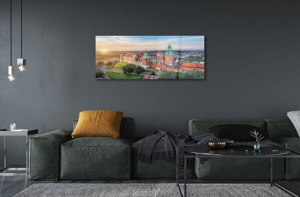 Tablouri pe sticlă castel Cracovia panorama răsărit de soare