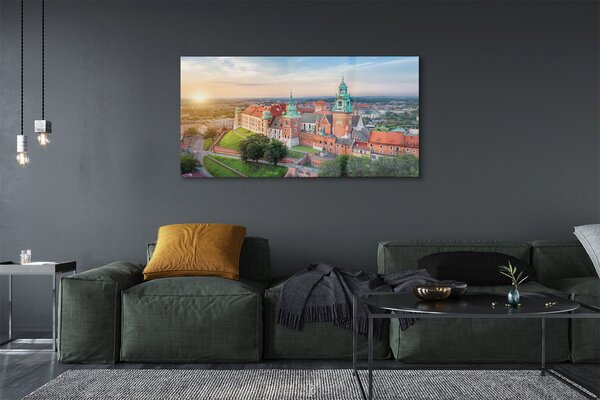 Tablouri pe sticlă castel Cracovia panorama răsărit de soare