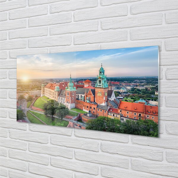 Panouri de sticlă castel Cracovia panorama răsărit de soare