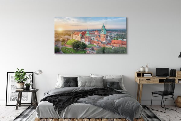 Tablouri pe sticlă castel Cracovia panorama răsărit de soare